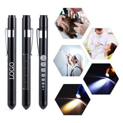 Custom Aluminum Reusable LED Nurse Penlight Nurses Pin Light w/Pupil Gauge