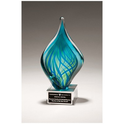 Blue and Green Art Glass 3.25" L x 8.5"H
