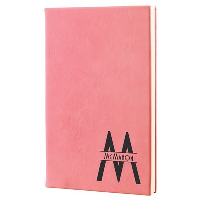 5.25" x 8.25" Pink Leatherette Journal with Lined Notepad