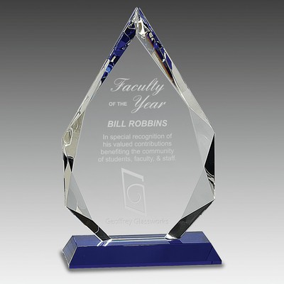 10" Diamond Crystal on Blue Pedestal Base