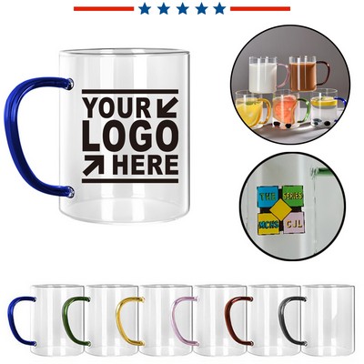 13oz. Glass Mugs with Colored Handle