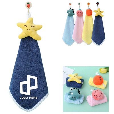 11.8 X 11.8Inch Coral Velvet Hangable Cute Hand Towel