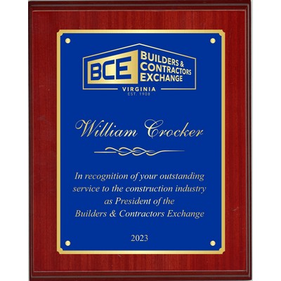 High Gloss Mahogany Finish Plaque with Full Double Plate