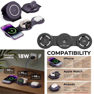 Promotek iBank® 3 in 1 Charging Station for Apple Multiple Devices, Wireless Charger