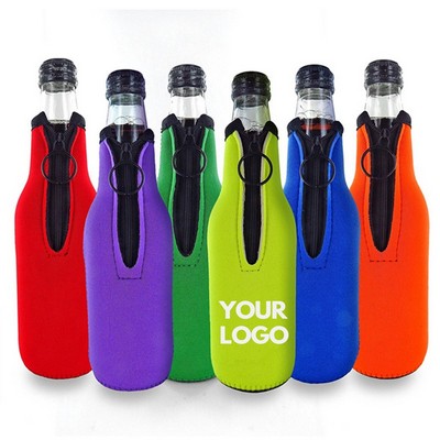 11oz Custom Neoprene Cooler Zip Up Beer Bottle Insulators Sleeve MOQ50PCS