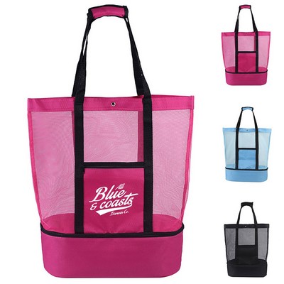 Beach Day Out Tote Bag with Cooler Compartment