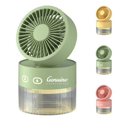 Portable USB Electric Fan with 90 Degree Rotating Stand and Ice Mist Feature