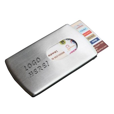Finger Dispensing Stainless Steel Business Card Case w/ Holder