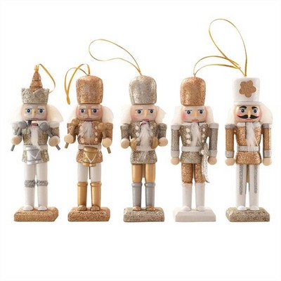 5" Christmas Wooden Nutcracker Ornaments 1 Set of 5pcs