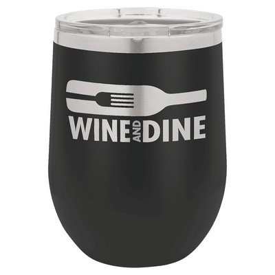 Polar Camel 12 oz. Black Vacuum Insulated Stemless Wine Tumbler with Lid