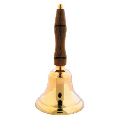 7 1/2" Brass School Bell with Wooden Handle