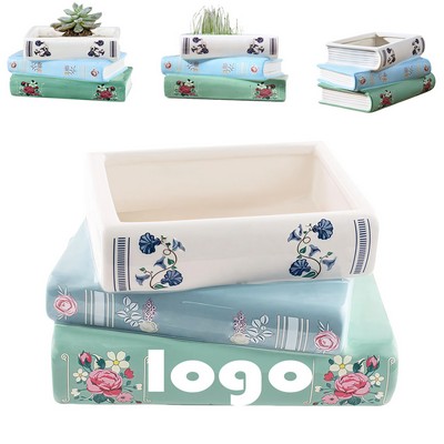 Decorative Planter Small Book Ceramic Book Shaped Vase
