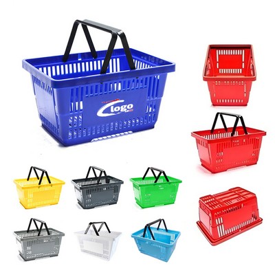 Plastic Rectangular Shopping Basket w/Dual Handles (Medium)