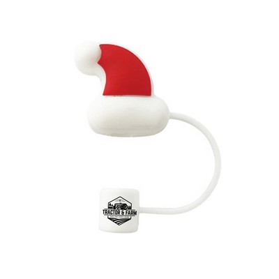 Santa Hat Silicone Straw Cap