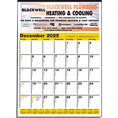 Memo Minders Full Color Multi-Sheet Calendar w/Yellow & Black Pad