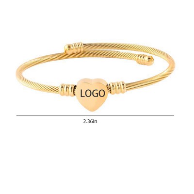 Metal Love Heart Expandable Bracelet MOQ200PCS
