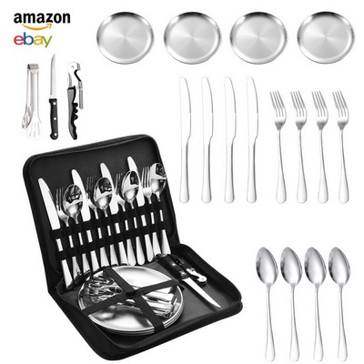 Custom Portable Stainless Steel Picnic Camping Utensil Set