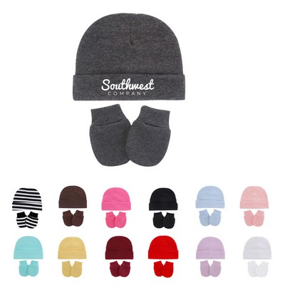 Baby Beanie with Mittens Bundle