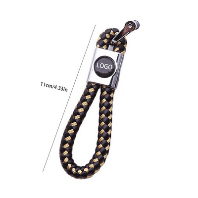 Custom Woven PU Leather Alloy Keychain Fashion Key Ring