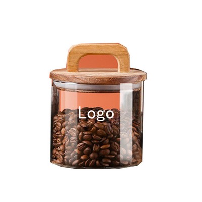 Glass Jar W/ Wooden-Handled Lid