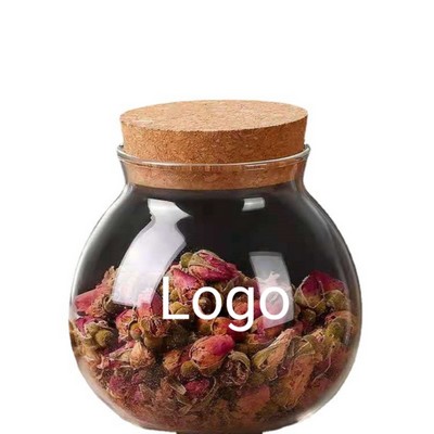Cork-Stoppered Bulbous Glass Jar