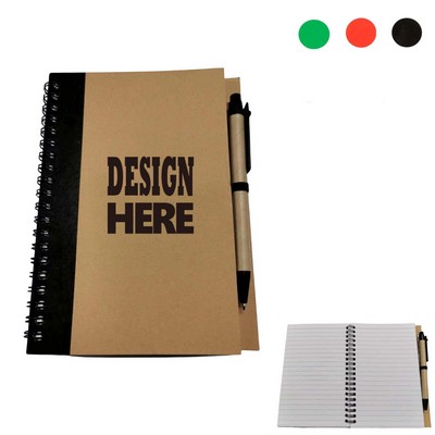 Durable Hardcover Spiral Dot Lined Journal With Pen