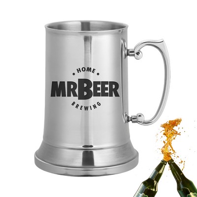 18.5oz Stainless Steel Double-Wall Beer Mug with Handle