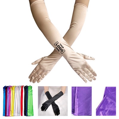 Long Satin Opera Gloves for Women Vintage Bridal Evening Party Costume Accessories