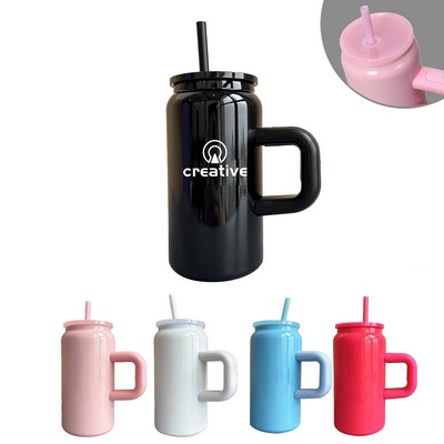 16oz Straw Handle Stainless Steel Tumbler