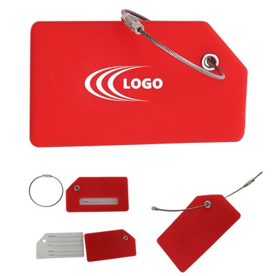 Silicone Luggage Tag With Stainless Steel Loops