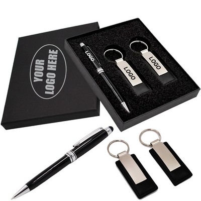 Executive Stylus Pen And Leather Keychain Gift Set
