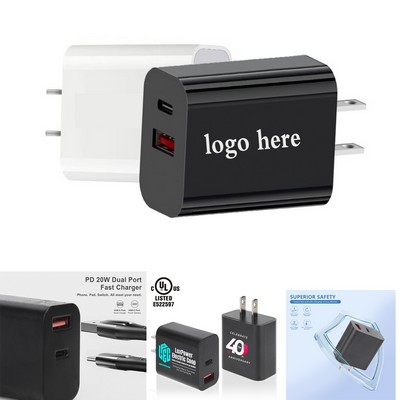 Certified 20W Dual USB PD Charger