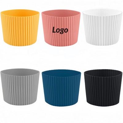 Silicone Coffee Cup Sleeve Set of Six Heat Resistant Non Slip