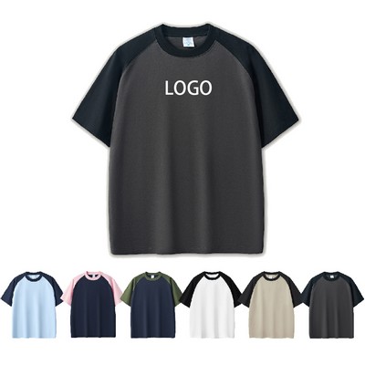 270G Pure Cotton Contrast Color Short-sleeved T-shirt