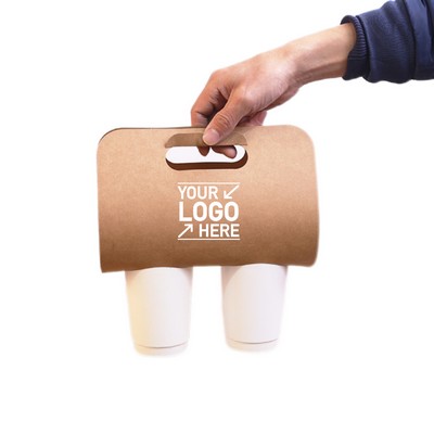 Eco-Friendly Kraft Paper Cup Carrier With Handle