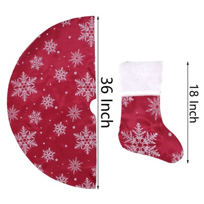 Christmas Tree Skirt Set with Gold and Silver Accents