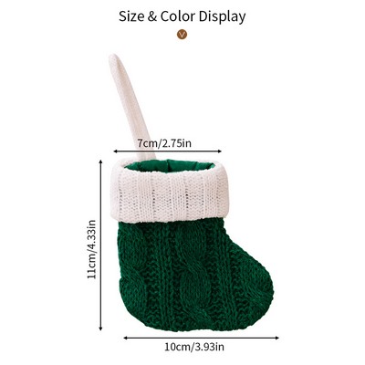 Christmas Decoration Green Knitted Mini Stocking Ornament Hanging Christmas Tree Sock