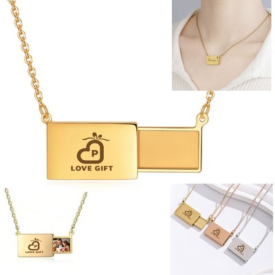 Stainless Steel Envelope Locket Necklace