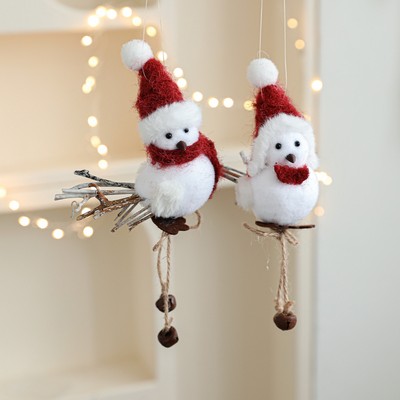 Foam Bird with Felt Red Scarf and Hat Christmas Tree Hanging Ornament Holiday Decoration
