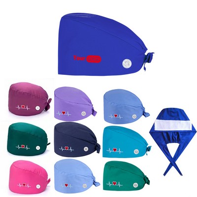 Medical Nurse Scrub Cap With Buttons
