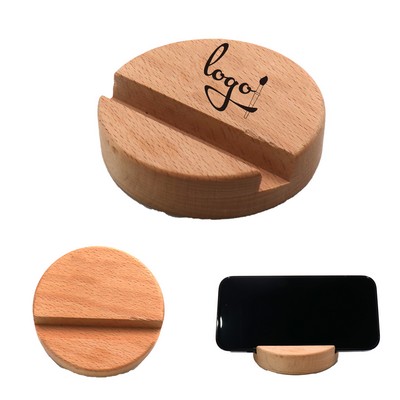 Round Wooden Single-Slot Phone Stand