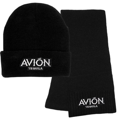 Knit Fashion Scarf and Knit Beanie Cap Combo