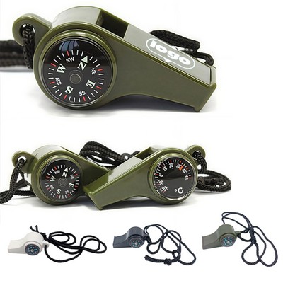 Outdoor Whistle with Compass / Thermometer and Keychain
