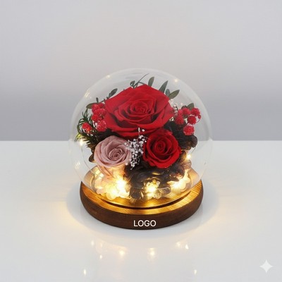 Glass Dome Preserved Rose Flower Gift Box Eternal Flower Arrangement Valentine's Day