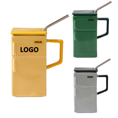 Creative Vintage Refrigerator Straw Ceramic Cup