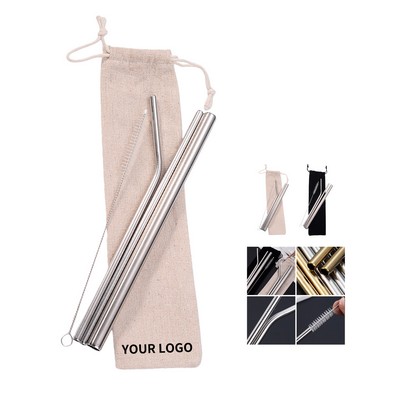 304 Stainless Straw 4-Pack with Brush & Pouch