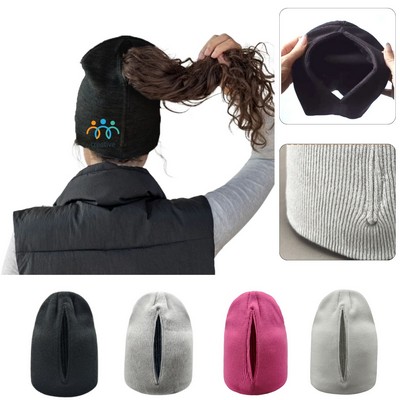 Knitted Magnetic Back Pony Tail Visor Hollow Hat