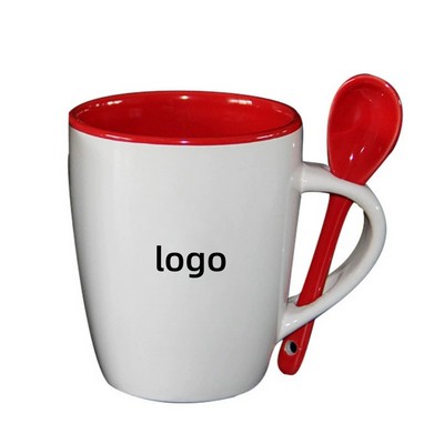 11oz Dual Tone Ceramic Christmas Mug with Spoon and Custom Logo