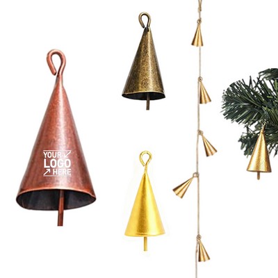 Vintage Jingle Bell Rustic Cone Shaped Metal Bell for Christmas Crafts and Home Decor