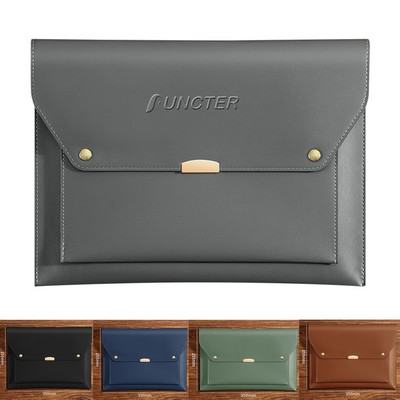 PU Leather A4 File Folder Document Holder Stylish Envelope Folder Case W/Snap Closure
